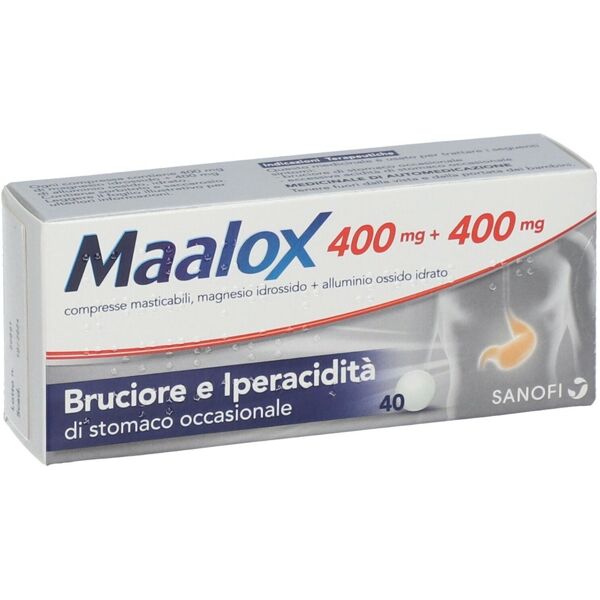 maalox compresse antiacido 400mg+400mg 40 compresse masticabili