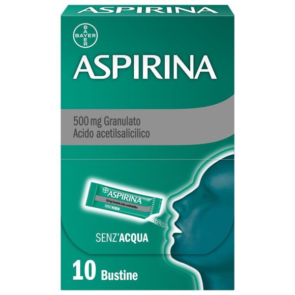 aspirina in granuli senz'acqua antidolorifico e antinfiammatorio contro mal di testa e dolore 10 bustine