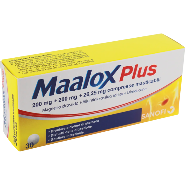 maalox 200 mg + 200 mg + 25 mg compresse masticabili 30 compresse