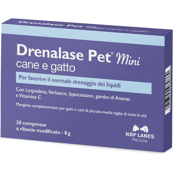 n.b.f. lanes drenalase pet mini cane gatto 20 compresse