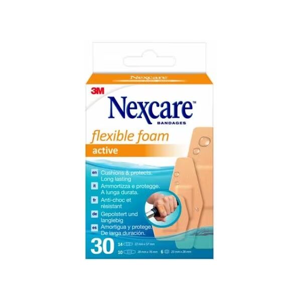 nexcare cerotto preparato 3m active 360 gradi n1030asd04 assortiti 3 misure 6 cerotti 23x28mm + 14 cerotti 22x57mm + 10 cerotti 28x76mm