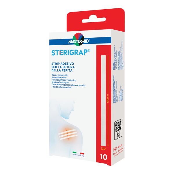 master aid master-aid sterigrap strip adesivo sutura ferite 100x6 mm 10 pezzi