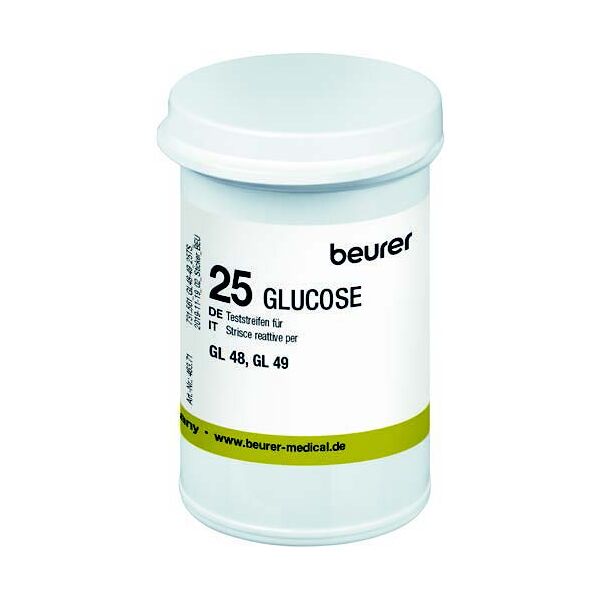 0 strisce misurazione glicemia beurer per glucometro gl48/gl49 in flacone 25 pezzi