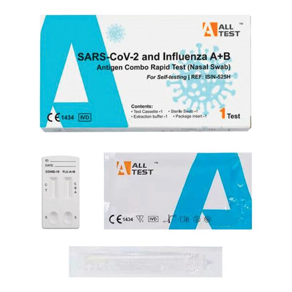 more test antigenico rapido covid-19 alltest autodiagnostico determinazione qualitativa antigeni sars-cov-2 e influenza a+b in tamponi nasali
