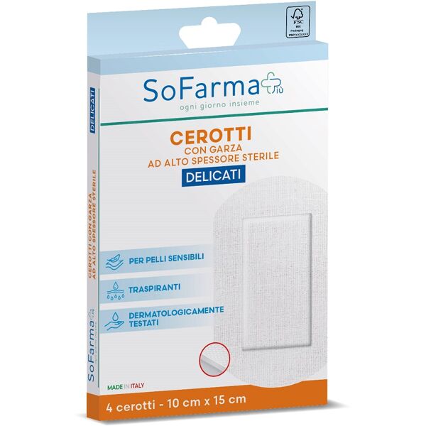 so.farma.morra cerotto delicato sofarmapiu' 10x15 cm 4 pezzi