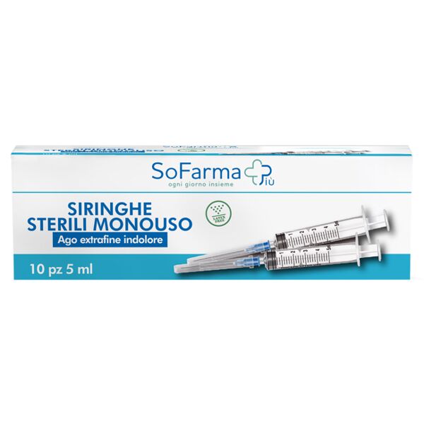 so.farma.morra spa siringa sterile 5mm gauge 23 sofarmapiu' 10 pezzi