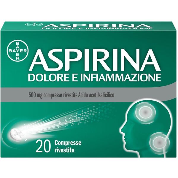 aspirina dolore e infiammazione 500 mg di acido acetilsalicilico per dolori muscolari e articolari 20 compresse