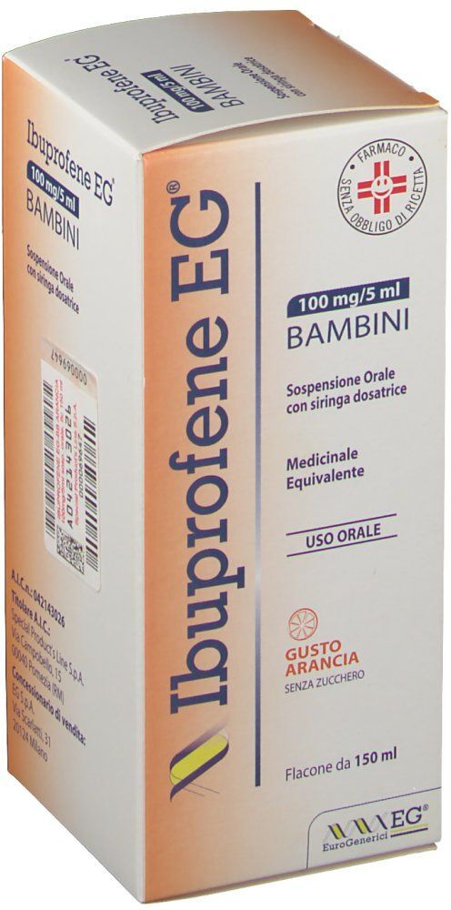 eg spa ibuprofene eg bambini 100 mg/5 ml sciroppo gusto arancia senza zucchero 150 ml