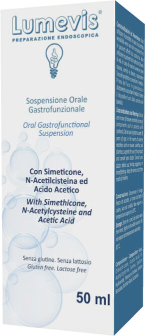 centro prodotti servizi f.srl lumevis sospensione orale monouso a base di simeticone n-acetilcisteina e acido acetico da utilizzare in preparazione di esami clinici ambito gastroscopico 50 ml