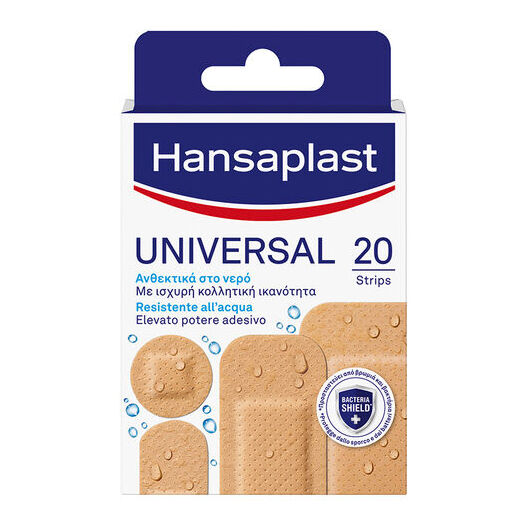 hansaplast cerotto universal resistente all'acqua 4 forme assortite 20 pezzi