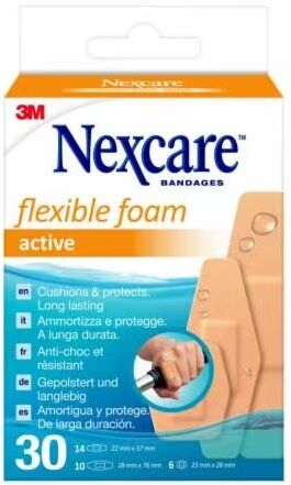 nexcare cerotto preparato 3m active 360 gradi n1030asd04 assortiti 3 misure 6 cerotti 23x28mm + 14 cerotti 22x57mm + 10 cerotti 28x76mm