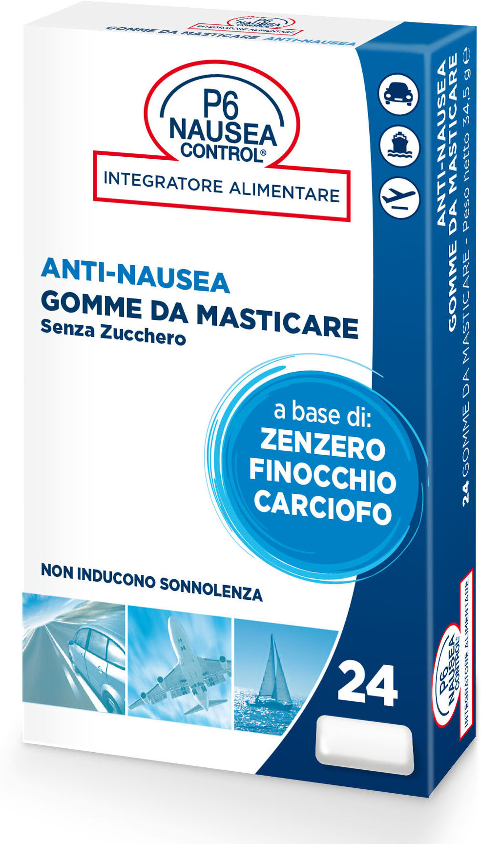 p6 nausea control 24 gomme da masticare senza zucchero