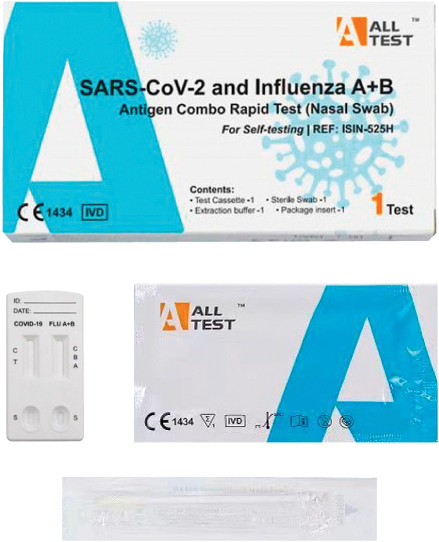 more test antigenico rapido covid-19 alltest autodiagnostico determinazione qualitativa antigeni sars-cov-2 e influenza a+b in tamponi nasali