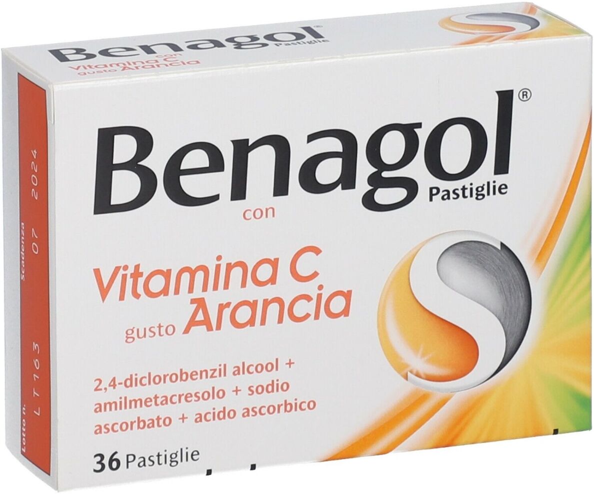 Gola Benagol Pastiglie Vitamina C Gusto Arancia Antisettico Cavo Orale 36 Pastiglie