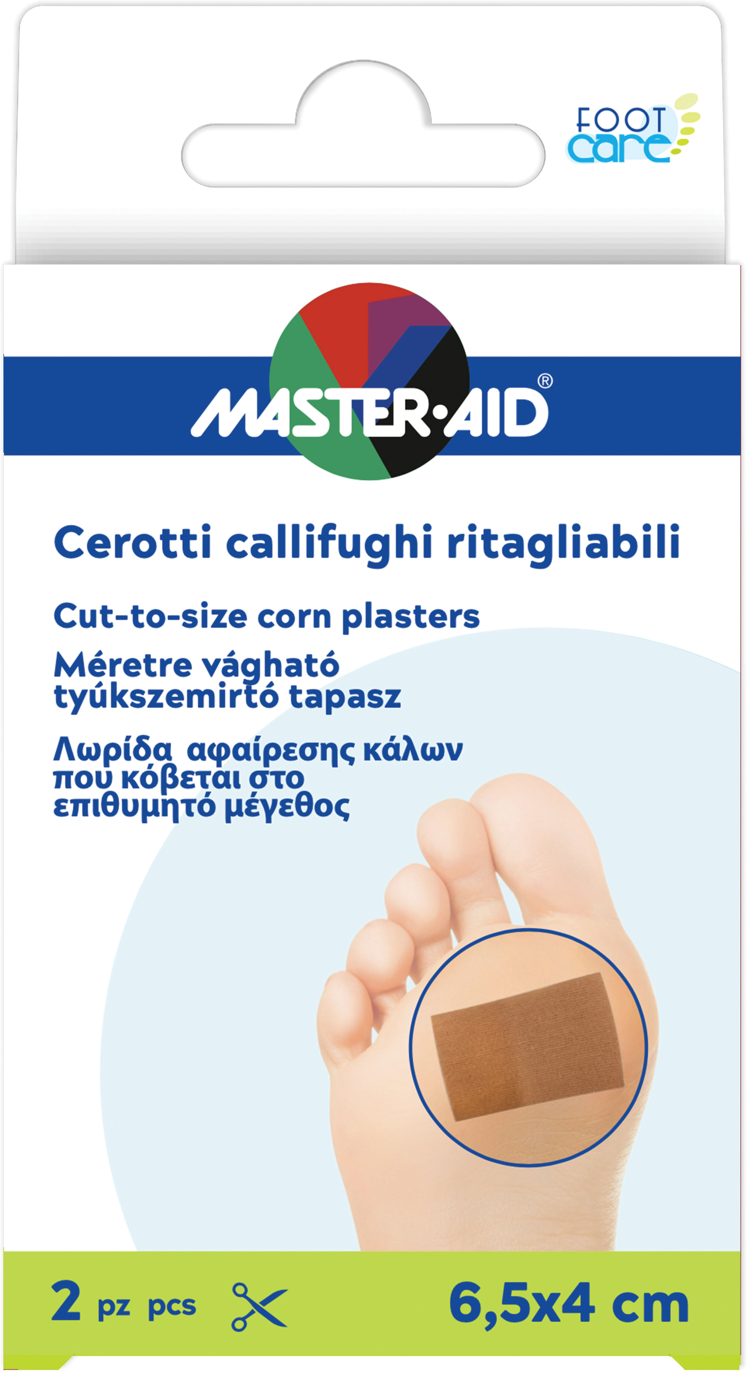 Pietrasanta Pharma Spa Master-Aid Cerotti Callifughi Adesivi Ritagliabili per Calli e Duroni, 2 Pezzi – Acido Salicilico 40%
