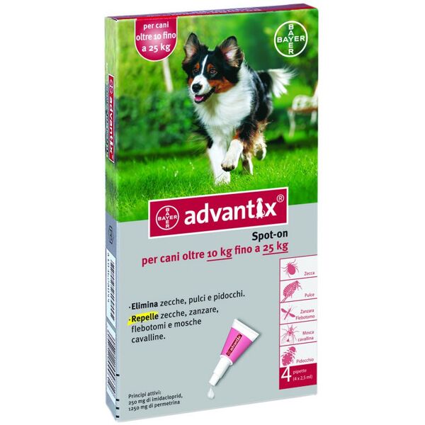 advantix spot-on cani da 10 a 25 kg 4 pipette monodose 2,5 ml