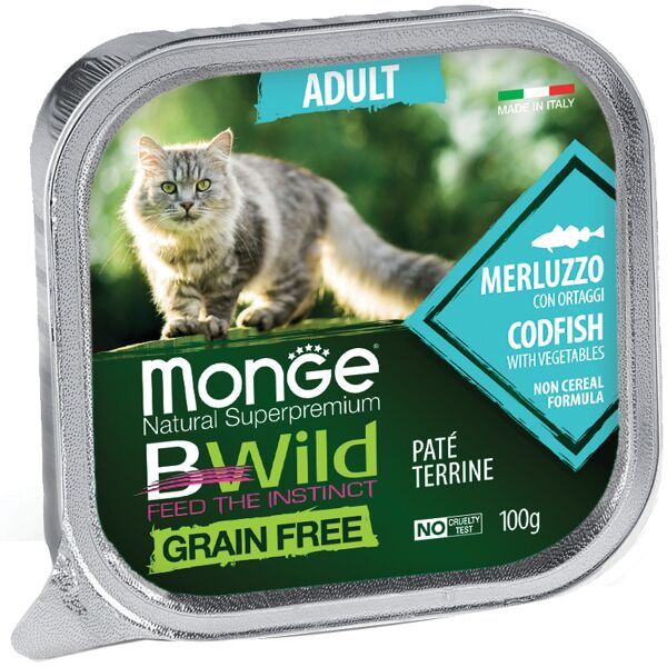 monge bwild cat adult merluzzo/ortaggi 100 g