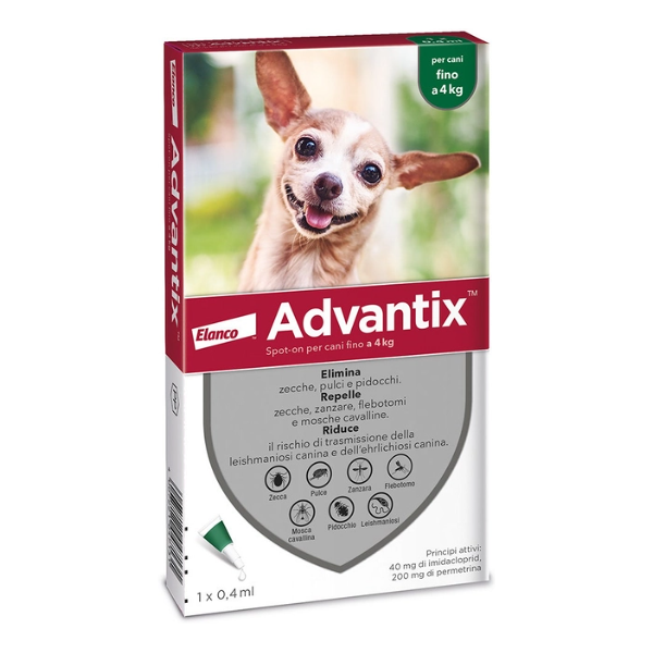 advantix spot-on cani fino a 4 kg 1 pipetta monodose 0,4 ml