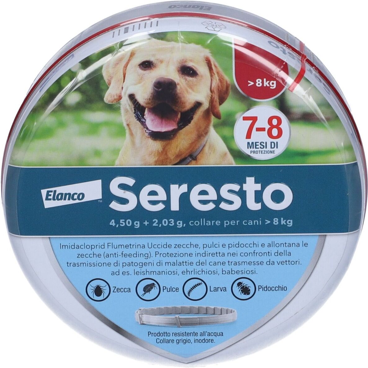 seresto collare antiparassitario 70 cm per cani più di 8 kg 4,50 g + 2,03 g