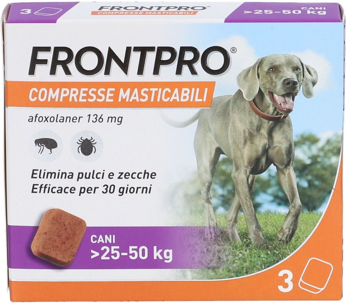 frontpro contro pulci e zecche per cani 25-50 kg 3 compresse masticabili