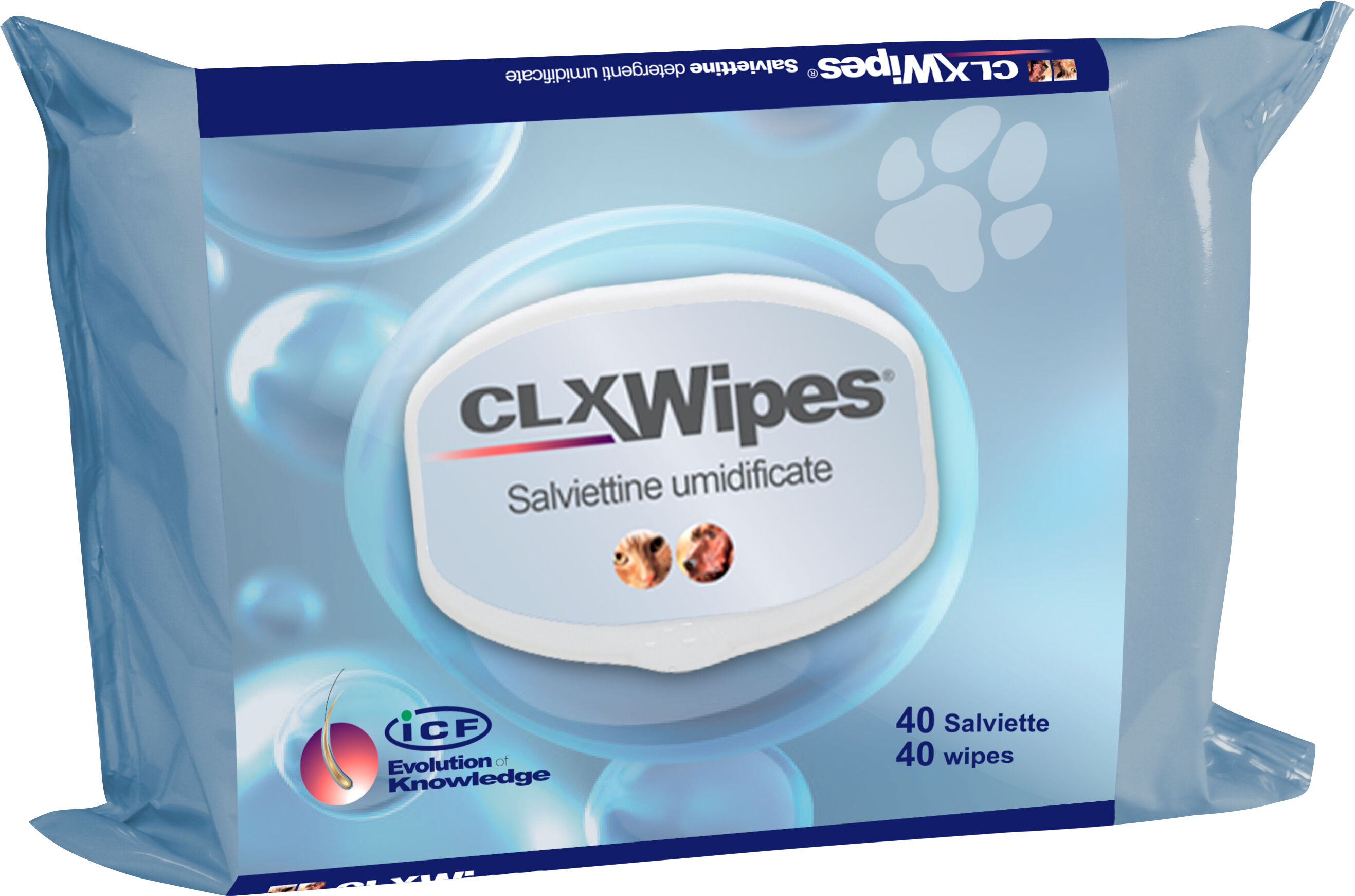 i.c.f. ind.chimica fine clorexyderm wipes pocket salviette umidificate cane/gatto 40 salviette