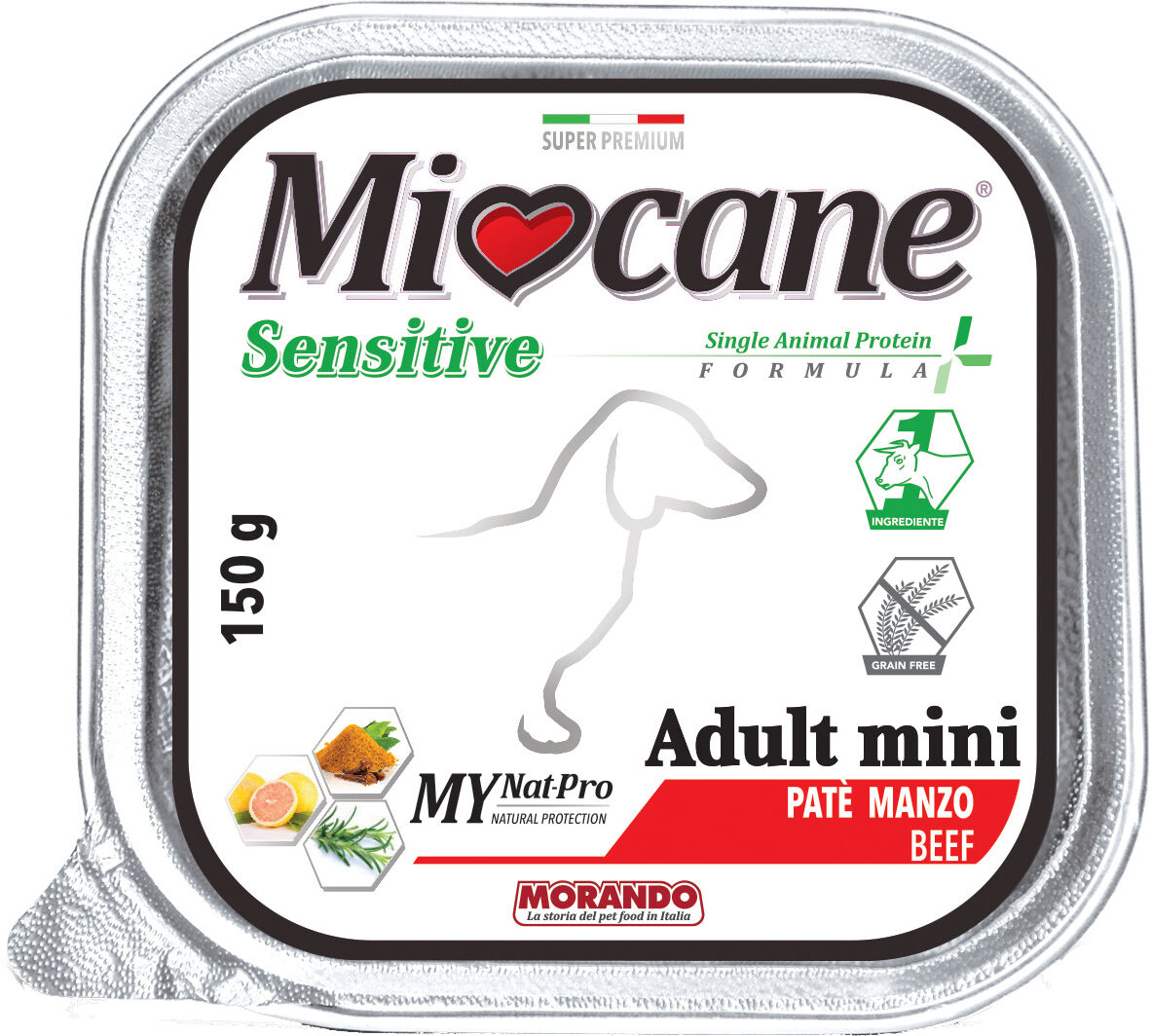 miocane sensitive single animal protein formula adult mini pate' manzo 150 g