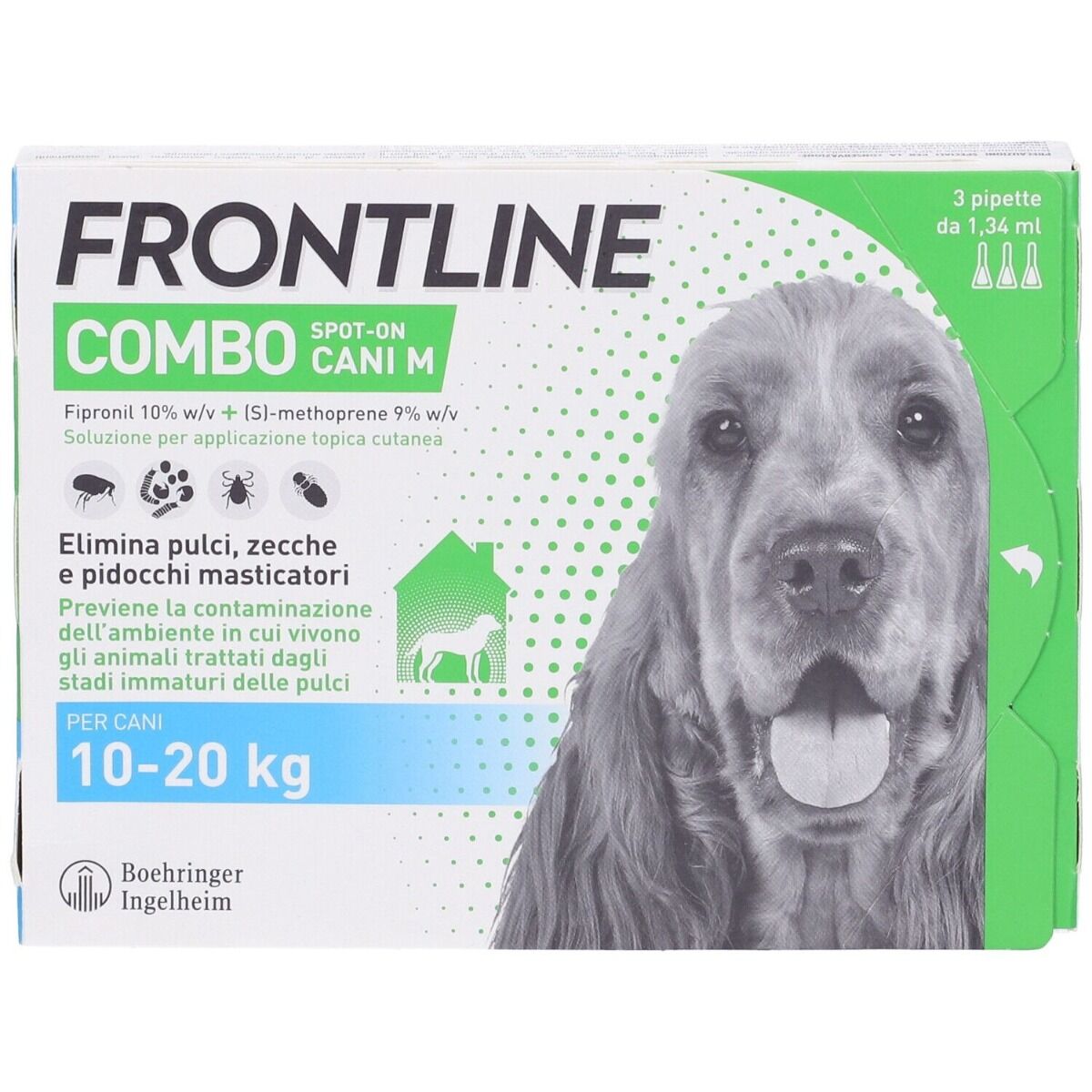 FRONTLINE Combo Soluzione Spot-On Cani Taglia Media 10-20 kg 3 Pipette Monodose: