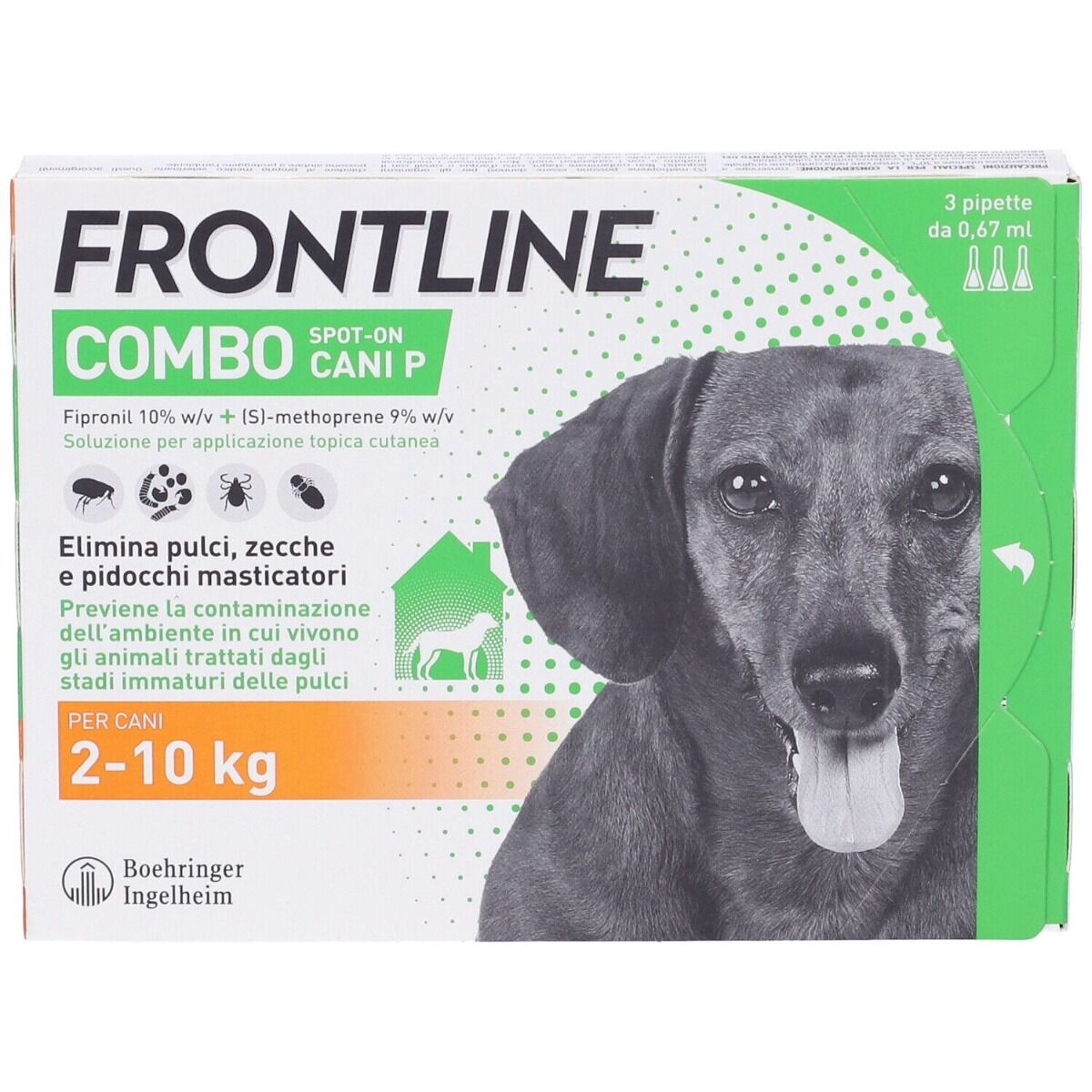 FRONTLINE Combo Soluzione Spot-On Cani Taglia Piccola 2-10 kg 3 Pipette Monodose