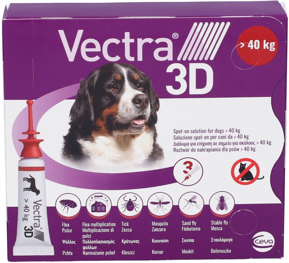 CEVA Vectra 3d Rosso Spot-On Cani Superiori a 40 Kg 3 Pipette