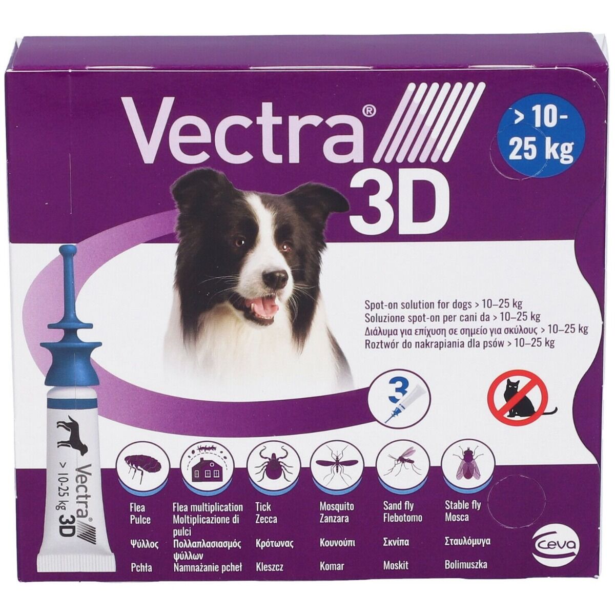 CEVA Vectra 3d Blu Spot-On Cani da 10 a 25 Kg 3 Pipette Monodose