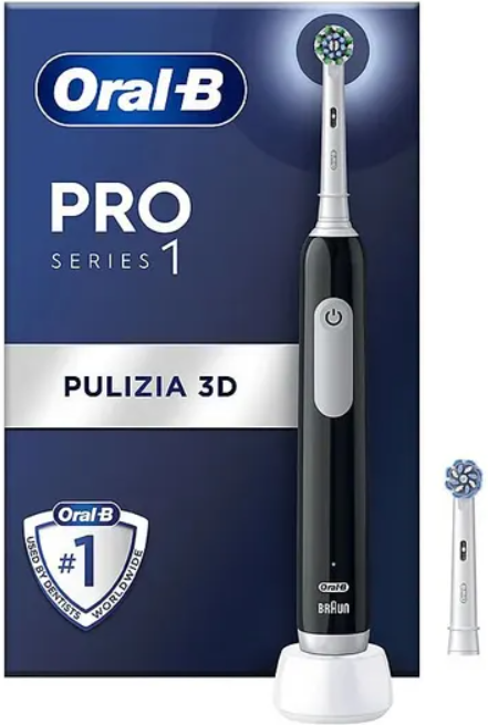 oral-b pro series 1 spazzolino elettrico nero + 1 testina di ricambio