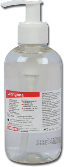 GIMA SpA Gel lubrificante per ginecologia lubrigima per inserimento facilitato di strumentario per indagini ginecologiche trasparente solubile in acqua in dispenser da 250ml