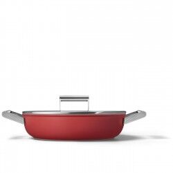 smeg tegame antiaderente cookware, rosso estetica 50's style 28 cm