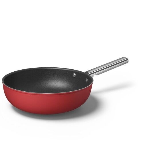 SMEG Wok antiaderente Cookware, Rosso Estetica 50's Style 30 cm