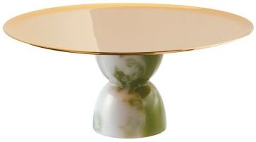 Sambonet Madame alzata in acciaio dorato con piede verde giada ø 22 cm Sambonet Madame alzata in acciaio dorato con piede verde giada ø 22 cm