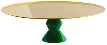Sambonet Madame alzata in acciaio inox e piede verde malachite ø 30 cm Sambonet Madame alzata in acciaio inox e piede verde malachite ø 30 cm