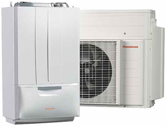 immergas sistema ibrido pompa calore aria-acqua caldaia condensazione victrix hybrid plus a++ 3.030699 r32