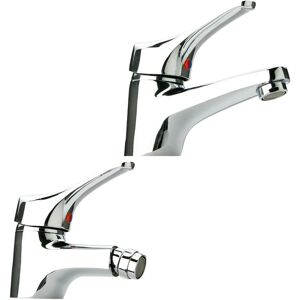 Paini Coppia Miscelatore Lavabo Pilot + Miscelatore Bidet Pilot Cromo Cromato