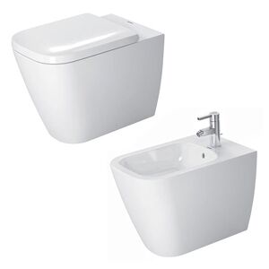 Duravit Sanitari A Pavimento Filo Parete Happy D.2 Vaso Wc + Sedile Rallentato + Bidet Monoforo