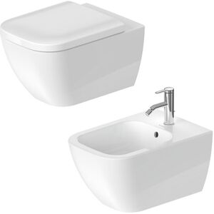 Duravit Sanitari Sospesi Happy D.2 Vaso Wc Rimless + Sedile Rallentato + Bidet Monoforo