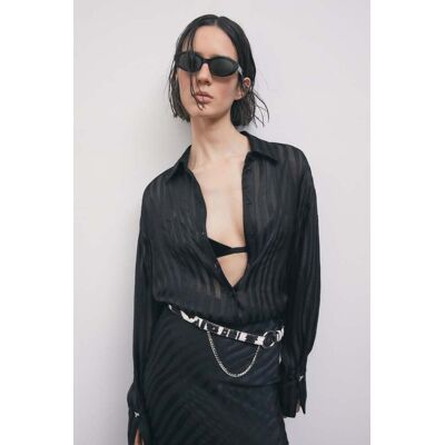 Patrizia Pepe Cintura zebrata in pelle con catena nero S Patrizia Pepe Cintura zebrata in pelle con catena nero S