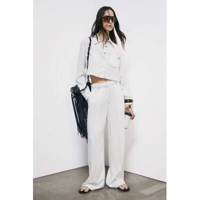 Patrizia Pepe Jeans wide leg in denim leggero bianco 46 Patrizia Pepe Jeans wide leg in denim leggero bianco 46