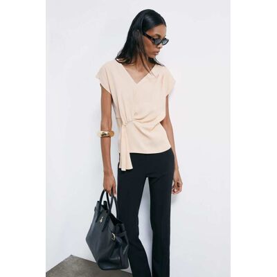 Patrizia Pepe Blusa con drappeggi rosa 0 Patrizia Pepe Blusa con drappeggi rosa 0