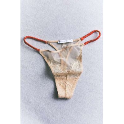 Patrizia Pepe Tanga in tulle e pizzo beige 0 Patrizia Pepe Tanga in tulle e pizzo beige 0