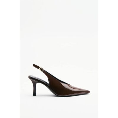 Patrizia Pepe Slingback in pelle con tacco marrone 37 Patrizia Pepe Slingback in pelle con tacco marrone 37