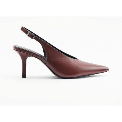 Patrizia Pepe Slingback in pelle con tacco marrone 39 Patrizia Pepe Slingback in pelle con tacco marrone 39