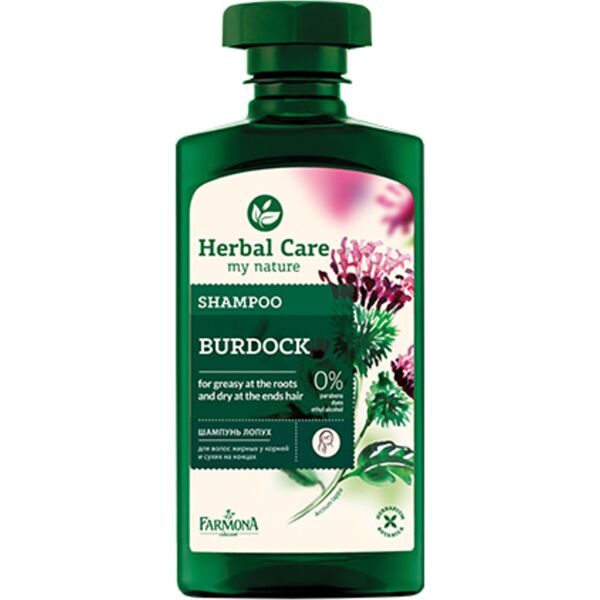 herbal care shampoo per capelli grassi alla bardana, 330 ml