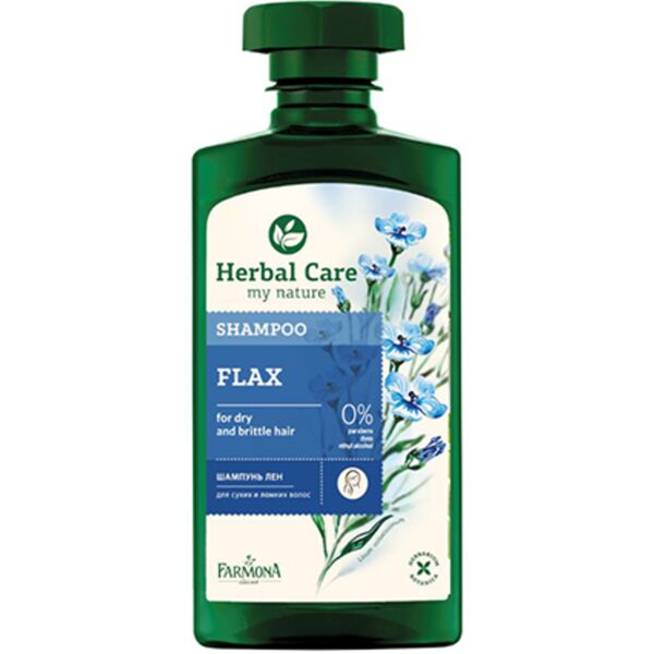 herbal care shampoo per capelli secchi e danneggiati al lino, 330 ml