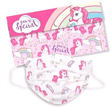 Kids Licensing Mascherine per bambini con unicorni + custodia, 5 pezzi Kids Licensing Mascherine per bambini con unicorni + custodia, 5 pezzi