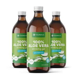 FutuNatura 3x 100% succo di aloe vera con pezzi di polpa, totale 1500 ml